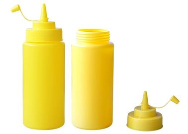 الغذاء الصف زجاجات صلصة البلاستيك الأصفر مع صلصة كاب، وزجاجة صلصة الضغط