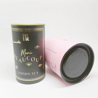 Custom Logo Food Grade Laundry Beads Cylinder Coffee Tea Kraft Paper Tube With Metal Lids