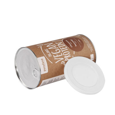 Eco Friendly Custom Paper Tube With Seal Easy Tear Lid/Plastic Lid Packaging Health Food Supplements Kraft Paper Tubes