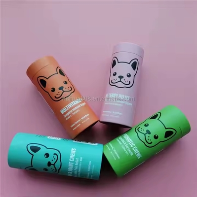 Custom Printed Kraft Composite Paper Can PET Dog Cat Treats Food Paper Tube Packaging Plastic for Candy Craft Chocolate