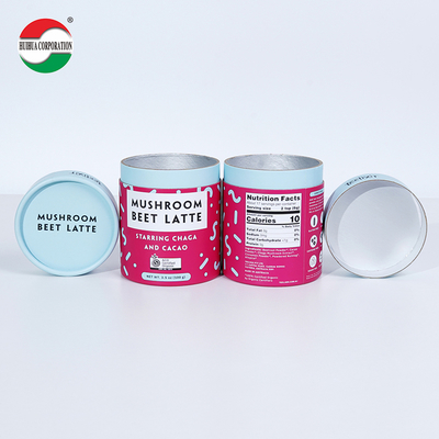 Custom Design Food Grade Tea Container Packaging Recyclable Material Luxury Candy Round Gift Boxes Kraft Paper Tube Cylinder With Seal Metal Lid Aluminum