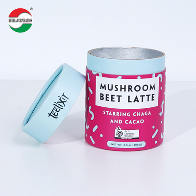 Custom Design Food Grade Tea Container Packaging Recyclable Material Luxury Candy Round Gift Boxes Kraft Paper Tube Cylinder With Seal Metal Lid Aluminum