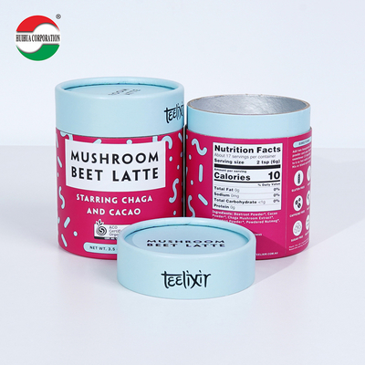 Custom Design Food Grade Tea Container Packaging Recyclable Material Luxury Candy Round Gift Boxes Kraft Paper Tube Cylinder With Seal Metal Lid Aluminum