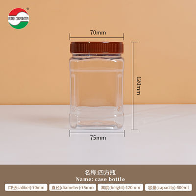 Clear Square Plastic Jar With Lids