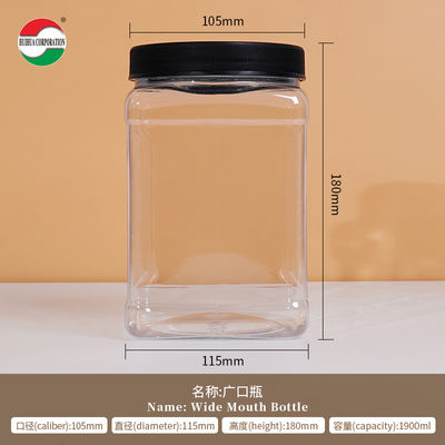 Clear Square Plastic Jar With Lids