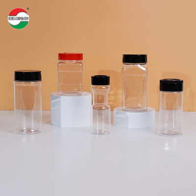 High Quality Good Transparent PET Can Plastic Jar with Butterfly Lids Screw Top Cap for Spice Seasoning Food Plastic Container Storage