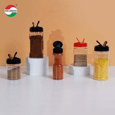 High Quality Good Transparent PET Can Plastic Jar with Butterfly Lids Screw Top Cap for Spice Seasoning Food Plastic Container Storage
