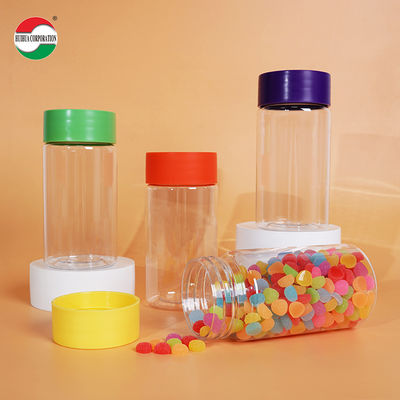 Eco-Friendly Food Grade Round PET Plastic Bottle with Color Screw Lid for Capsule Gummy Walnut Candy