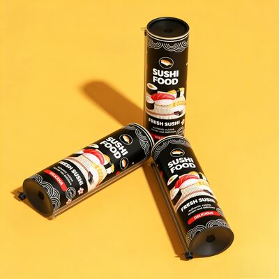 Eco-Friendly Food Grade Paper Composite Cans with Aluminum Foil or PE Inner and CMYK Printing for Sushi Push Pop Up Packaging