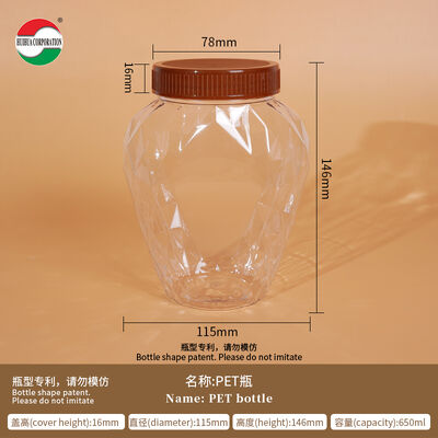 Factory 650ml Wide Mouth Plastic Jars Food Grade PET Bottle Clear Seal For Candy Cookie Food Cans With Lids