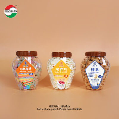 Factory 650ml Wide Mouth Plastic Jars Food Grade PET Bottle Clear Seal For Candy Cookie Food Cans With Lids