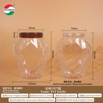 Factory 650ml Wide Mouth Plastic Jars Food Grade PET Bottle Clear Seal For Candy Cookie Food Cans With Lids