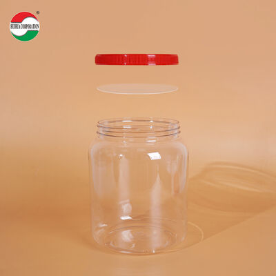 2000/2200/2625ml Food Grade Wide Mouth Clear PET Plastic Jars with Screw Lids Plastic Can clear Bottles Color Lids