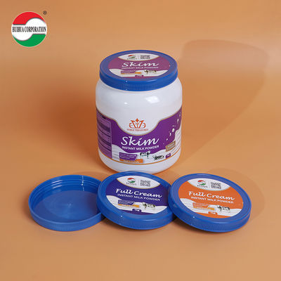 غطاء غطاء بلاستيكي PP PE بدرجة غذائية 502# مقاس 125 مم لزجاجة حليب البودرة معتمد من ISO / SGS / FDA / FSSC