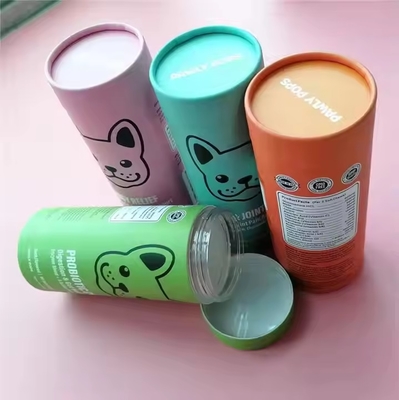 Custom Printed Kraft Composite Paper Can PET Dog Cat Treats Food Paper Tube Packaging Plastic for Candy Craft Chocolate