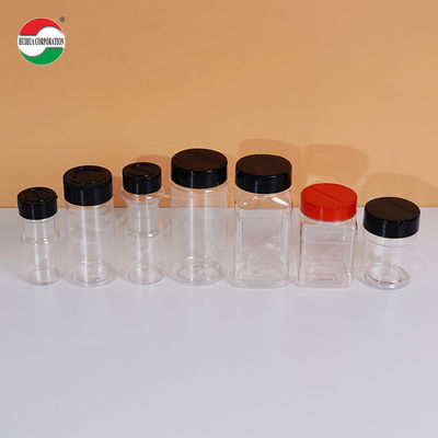 High Quality Good Transparent PET Can Plastic Jar with Butterfly Lids Screw Top Cap for Spice Seasoning Food Plastic Container Storage