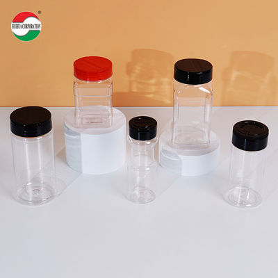 High Quality Good Transparent PET Can Plastic Jar with Butterfly Lids Screw Top Cap for Spice Seasoning Food Plastic Container Storage