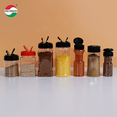 PET Plastic Spice Jar with PP Flip Lid Salt Pepper Seasoning Container for Kitchen Storage