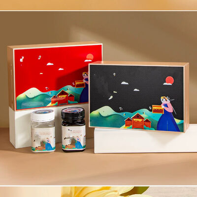 High Quality Luxury Paper Cardboard Honey Jar Bottle Packaging Black Elegant Magnetic Honey Box