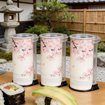 Custom Printed Food Grade Sushi Push Pop up Tube Creative Sushi Pop up Packaging Sushi Box Takeaway