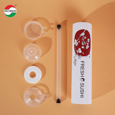 Food Grade Manufacturer Sushi Push Pop up Paper Tube Container with PP Sauce No Leaking Take Out Disposable Paper Packaging