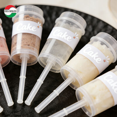 Custom New Design Sushi Push Pop up Food Grade PP Plastic Tube Packaging for Cake Jelly Container