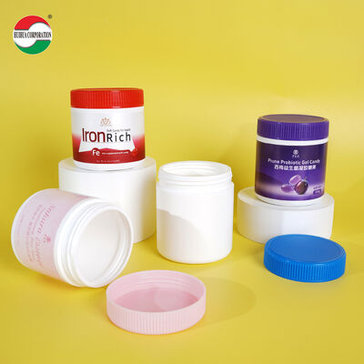 إناء بلاستيكي HDPE ذو درجة غذائية بيضاء مخصصة مع غطاء مسدس لمكملات مسحوق البروتين