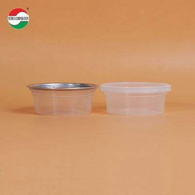 الصف الغذائي صافي PP البلاستيك المقاوم لدرجات الحرارة العالية وعاء أسطوانة وعاء مع أغطية مفتوحة سهلة للسلطة لوليبوبس الطعام المعلب
