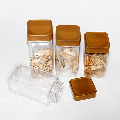 PET حاويات تخزين خالية من BPA خالية من البلاستيك جرة مربعة مع غطاء المسمار